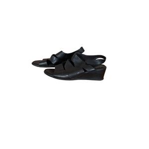 Ecco Womens Black Felicia Hook-And-Loop Wedge Sandals Size 37